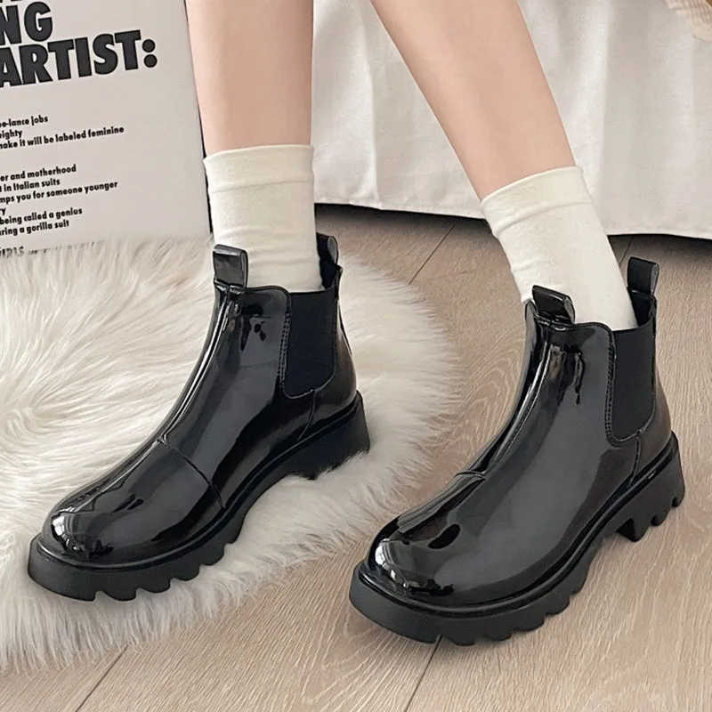 Warm Slip on Platform Waterproof Ankle Boots