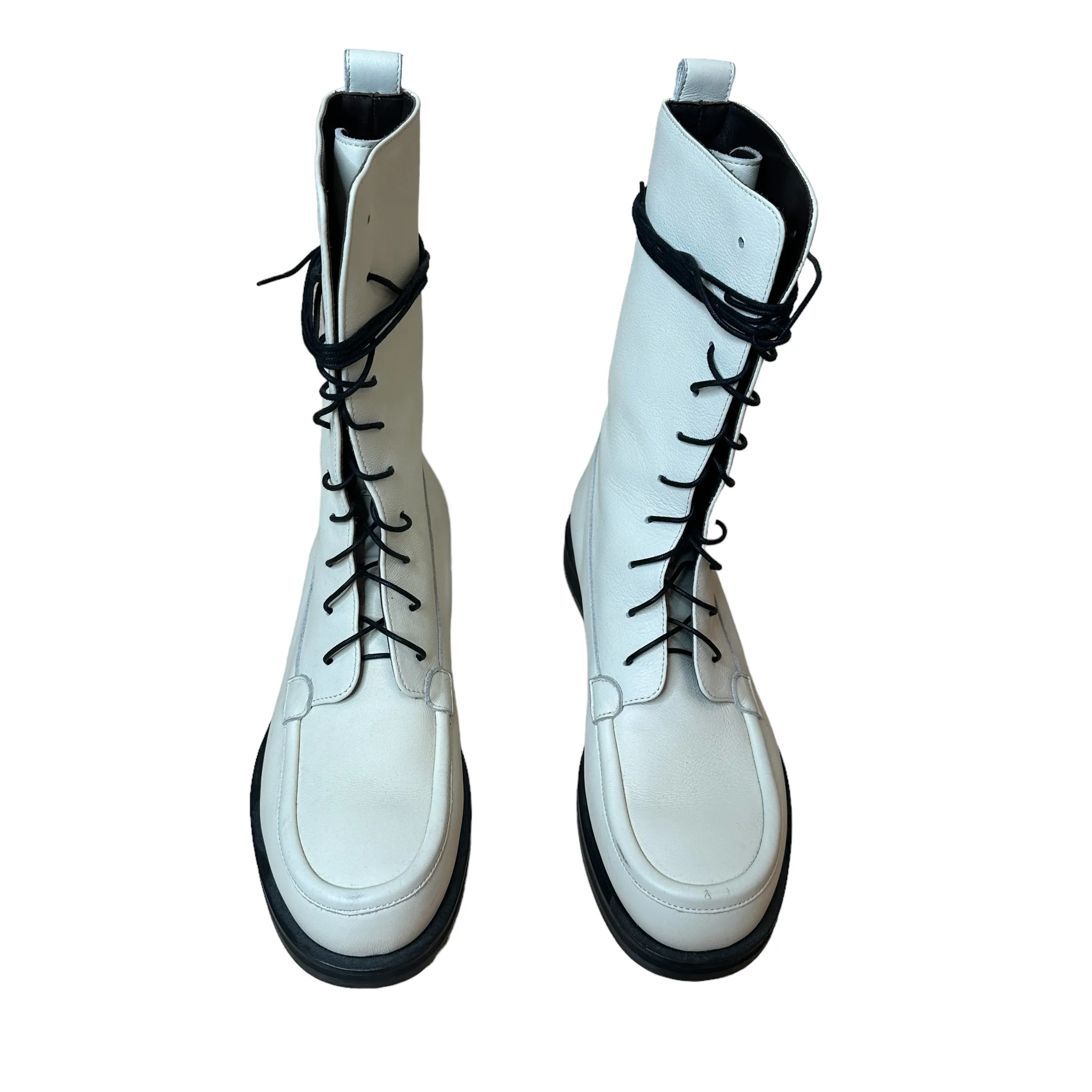 White Leather Boots - 9