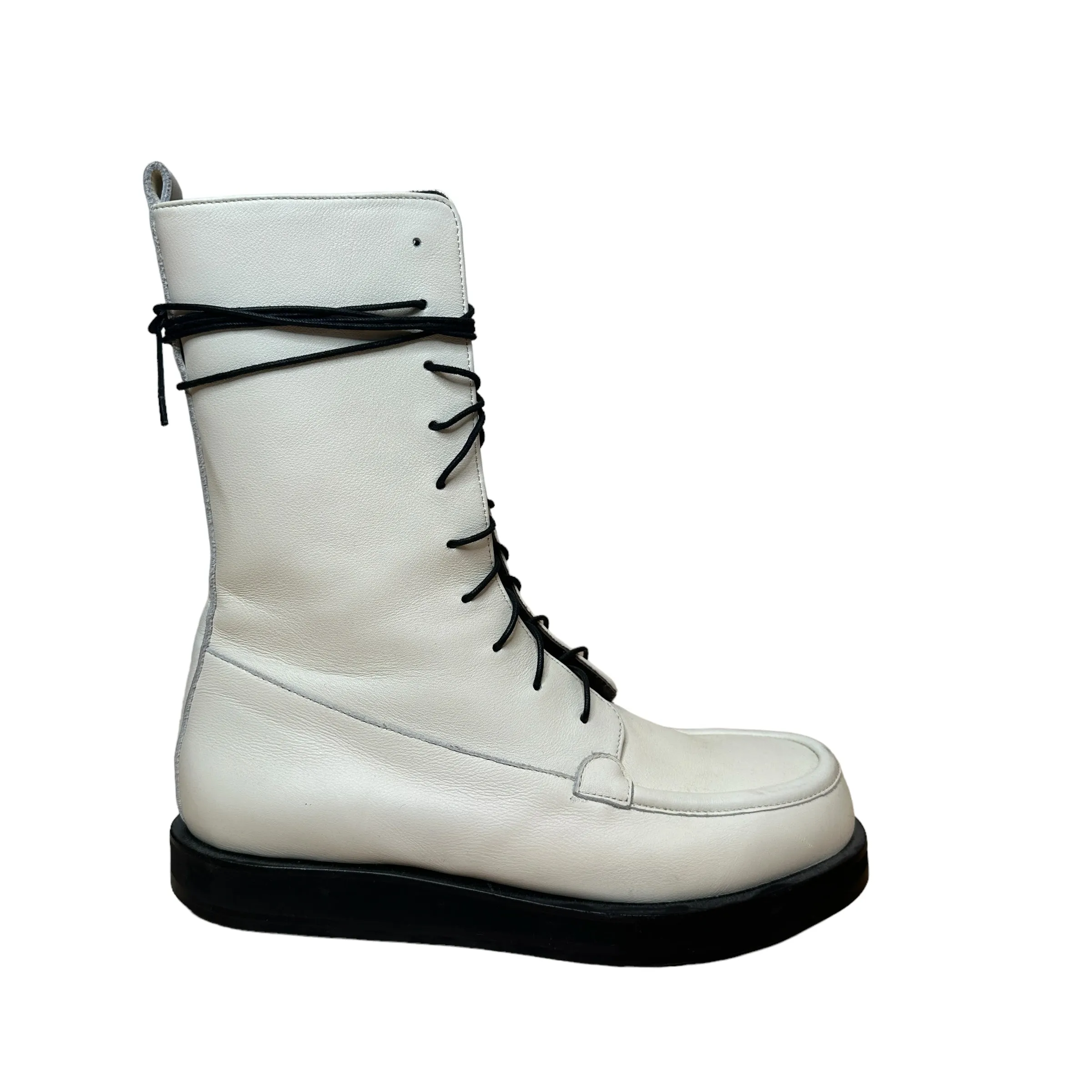 White Leather Boots - 9