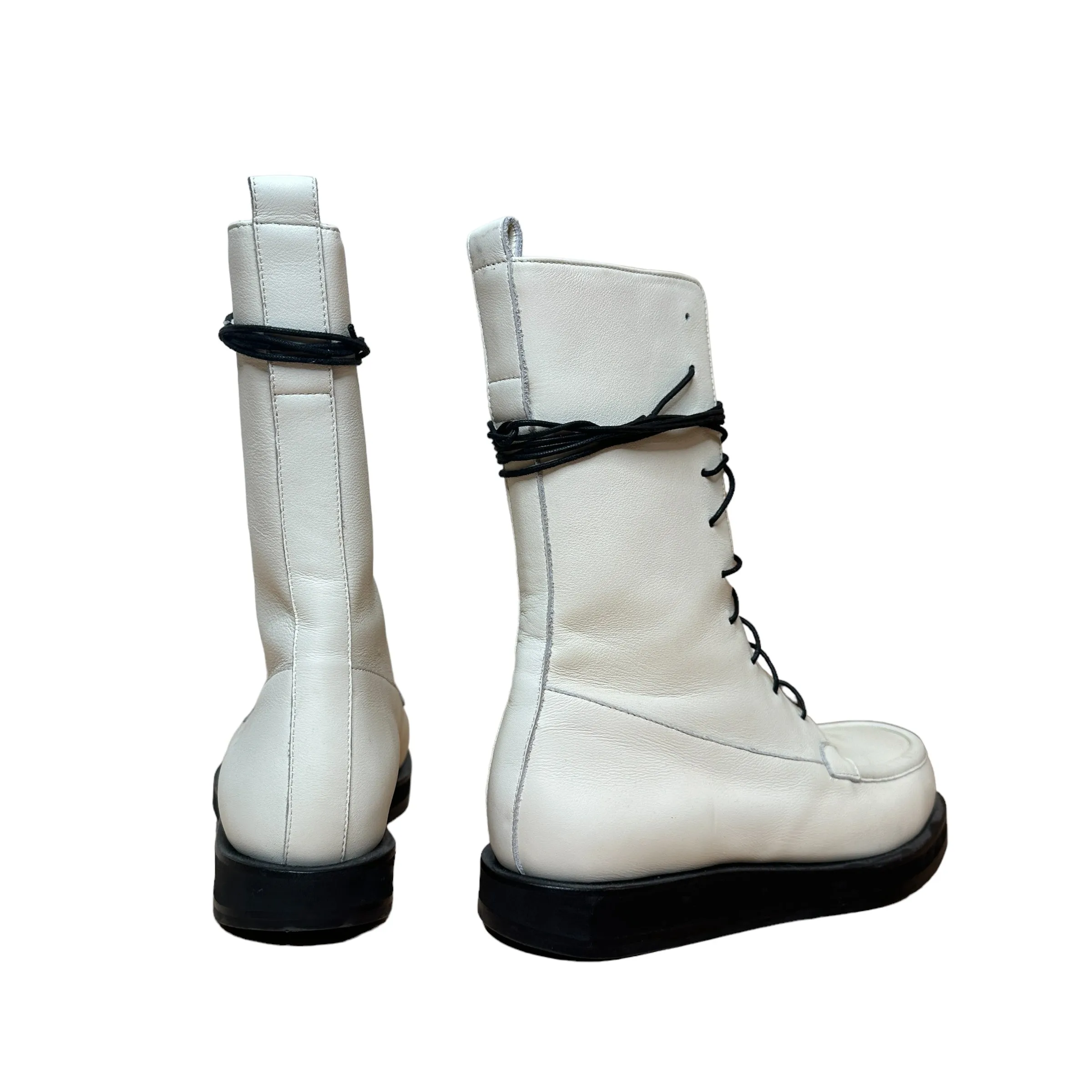 White Leather Boots - 9