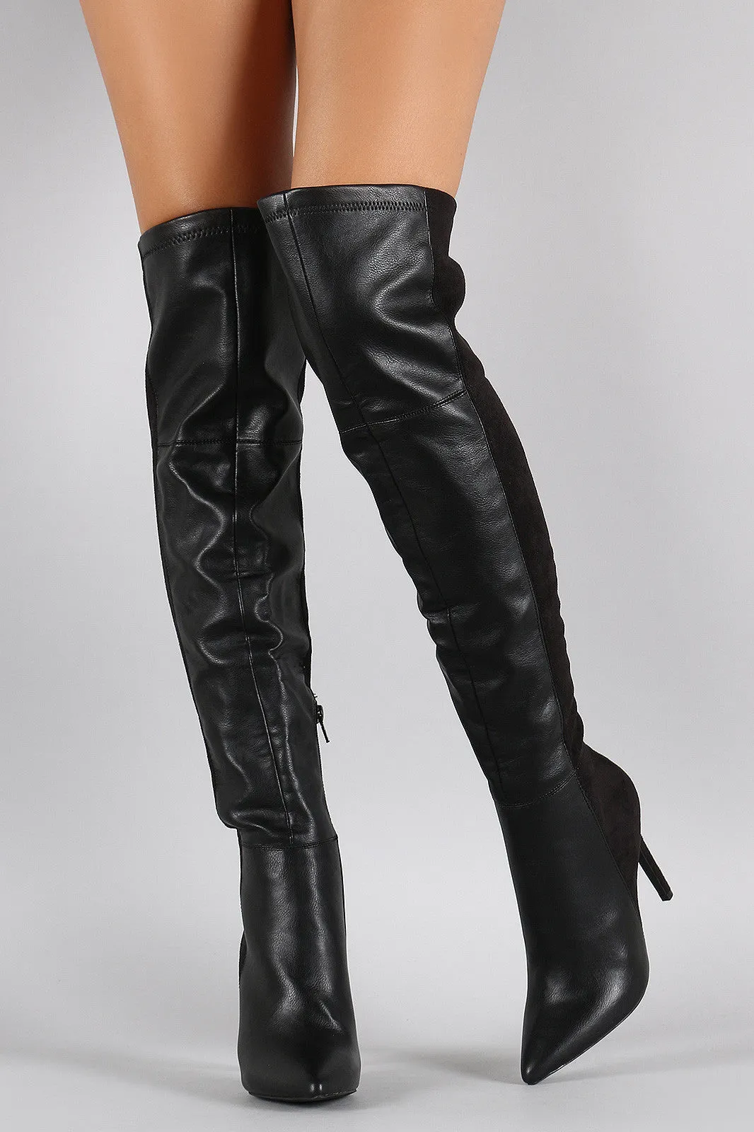 Wild Diva Lounge Half and Half Pointy Toe Stiletto Boot