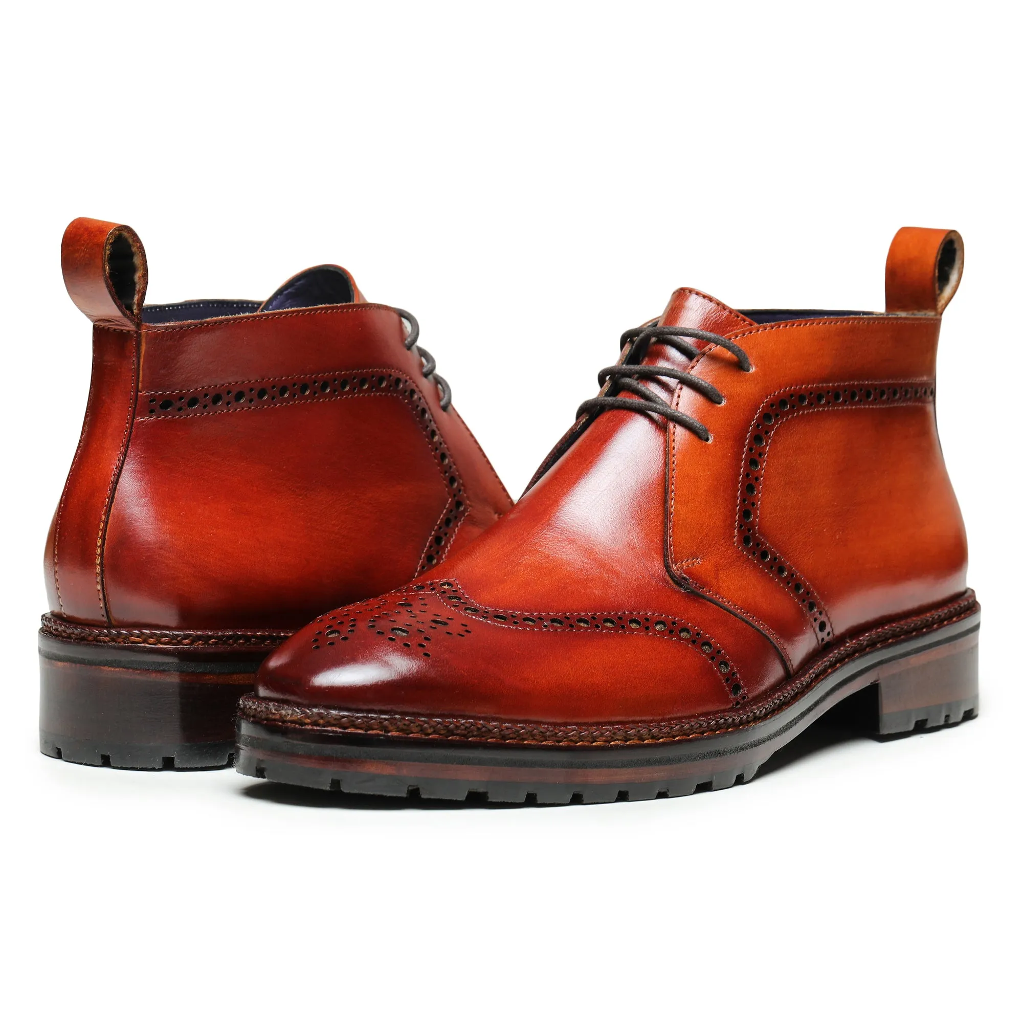 Wingtip Chukka Boots- Cognac