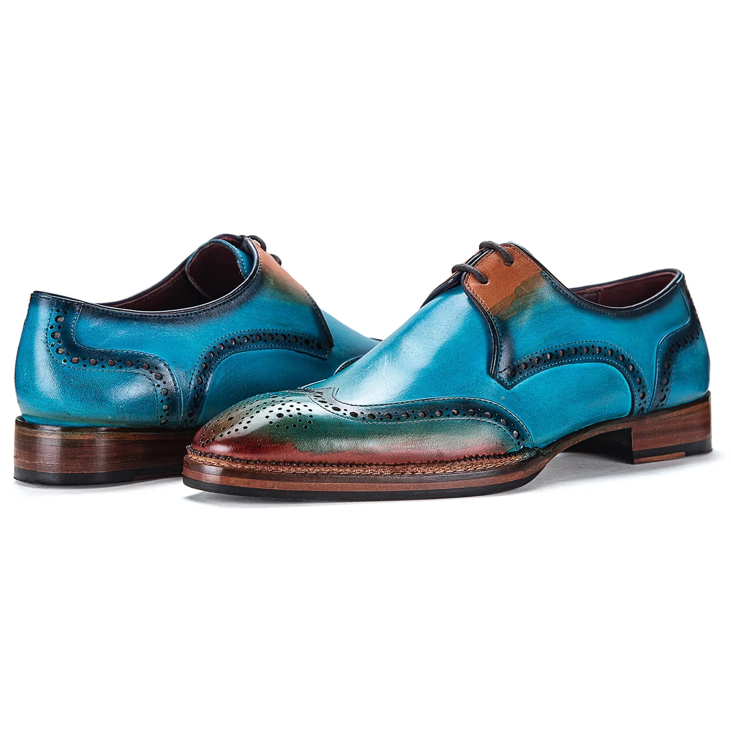 Wingtip Derby Shoes- Blue