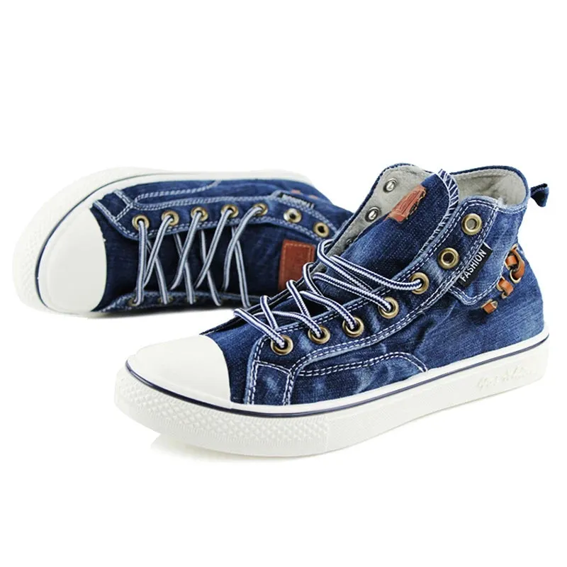 Women's Classic Vintage Style Canvas Denim High Top Sneakers