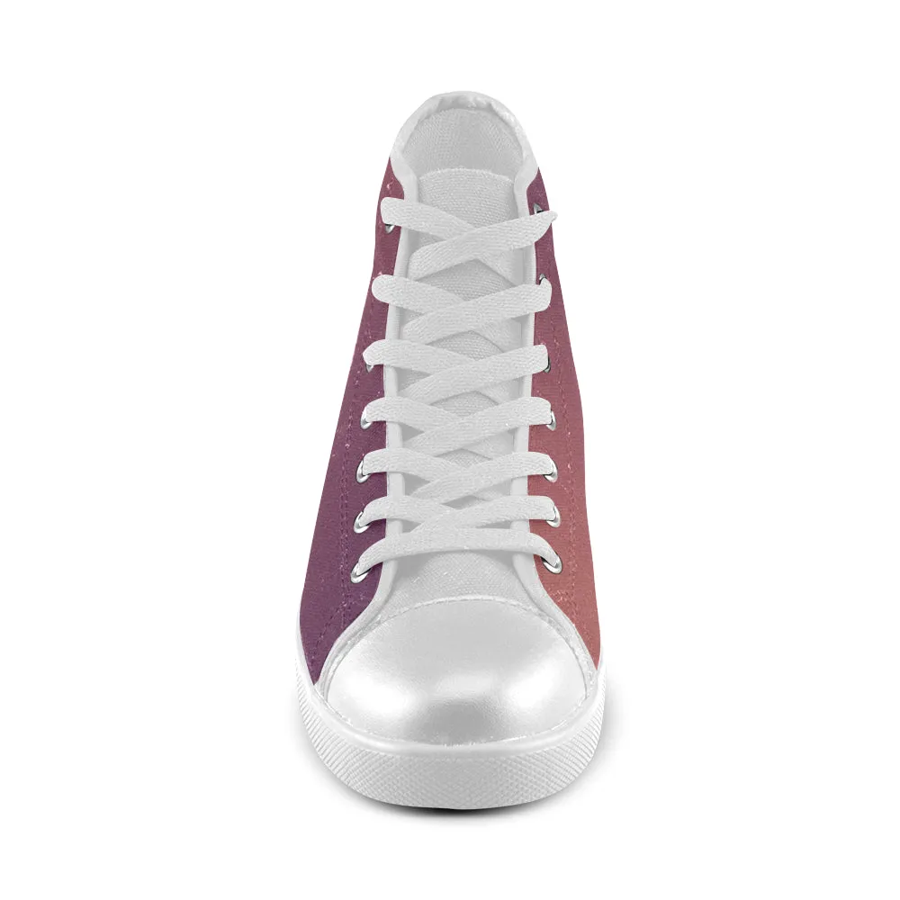 Women's Purple-Mauve Gradient Print High Top Canvas Shoes