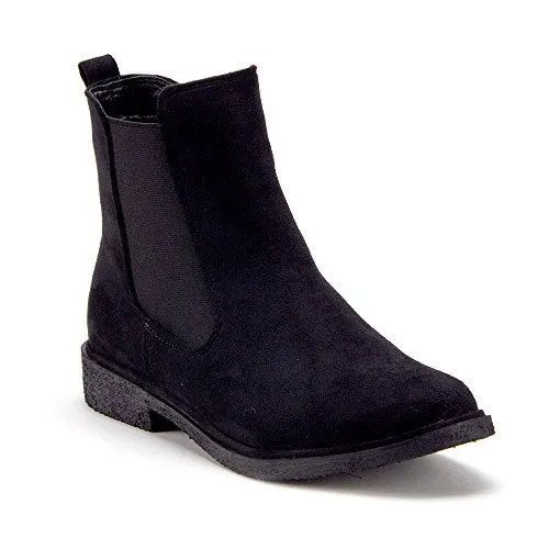 Women's Tempt-1 Menswear-Inspired Ankle High Suede Slip On Chelsea Boots