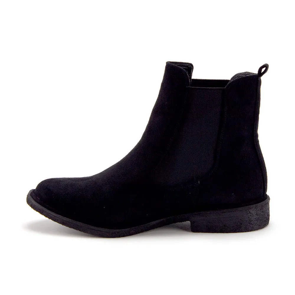 Women's Tempt-1 Menswear-Inspired Ankle High Suede Slip On Chelsea Boots