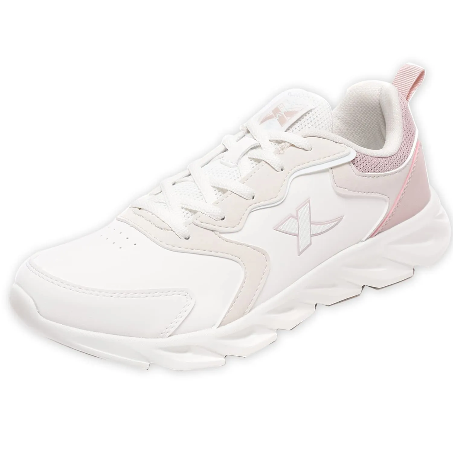 XTEP Women's White Brown Pink Synthetic Leather Upper IPR Sole Sports Running Shoes (4.5 UK)